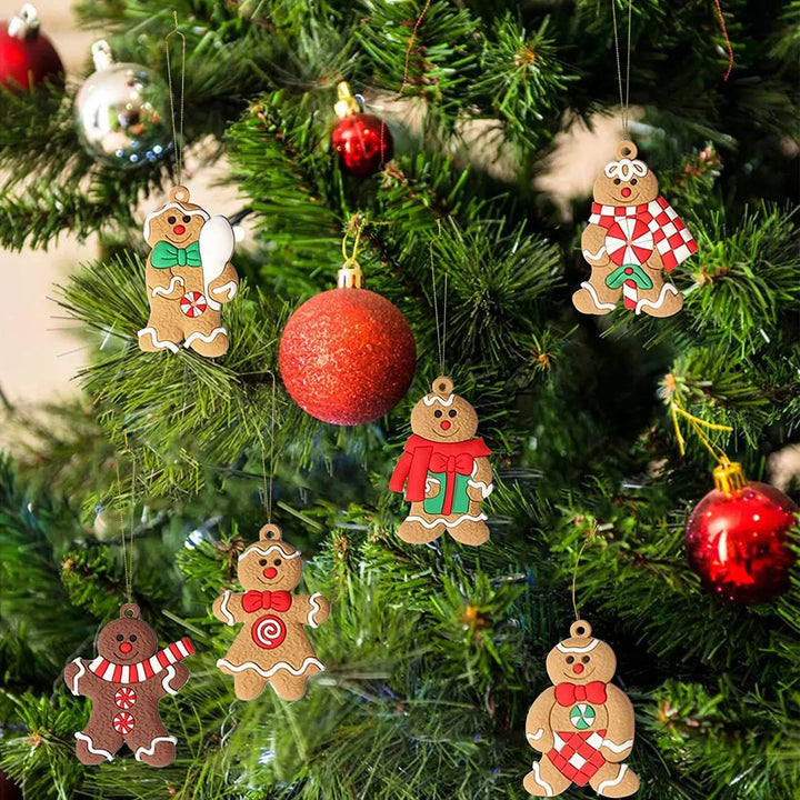 12pcs Gingerbread Man Ornaments for Christmas Tree Assorted Plastic and for Christmas Tree Hanging Decorations Design & Casa 
