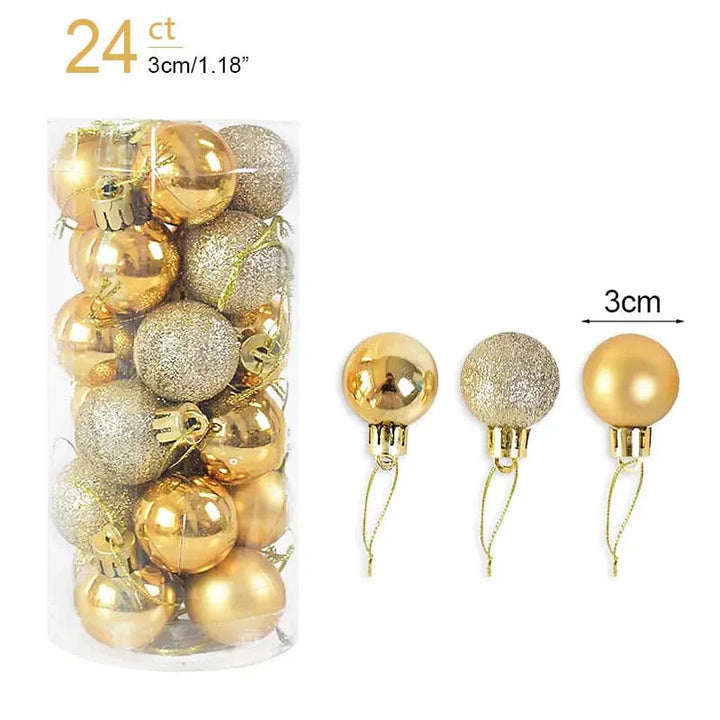 1box Christmas Balls Christmas Tree Ornaments Ball Xmas Hanging Tree Pendants Home Party Decor 2023 New Year Gift Noel Navidad Design & Casa 24pcs gold as picture 