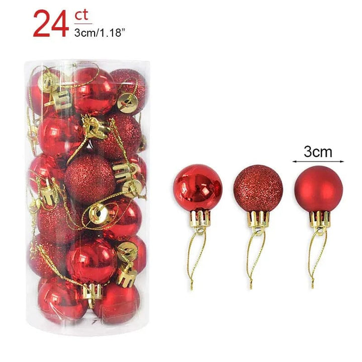 1box Christmas Balls Christmas Tree Ornaments Ball Xmas Hanging Tree Pendants Home Party Decor 2023 New Year Gift Noel Navidad Design & Casa 24pcs red as picture 