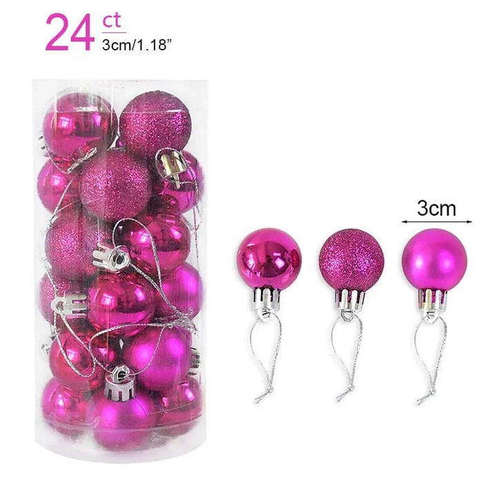 1box Christmas Balls Christmas Tree Ornaments Ball Xmas Hanging Tree Pendants Home Party Decor 2023 New Year Gift Noel Navidad Design & Casa 24pcs rose red as picture 