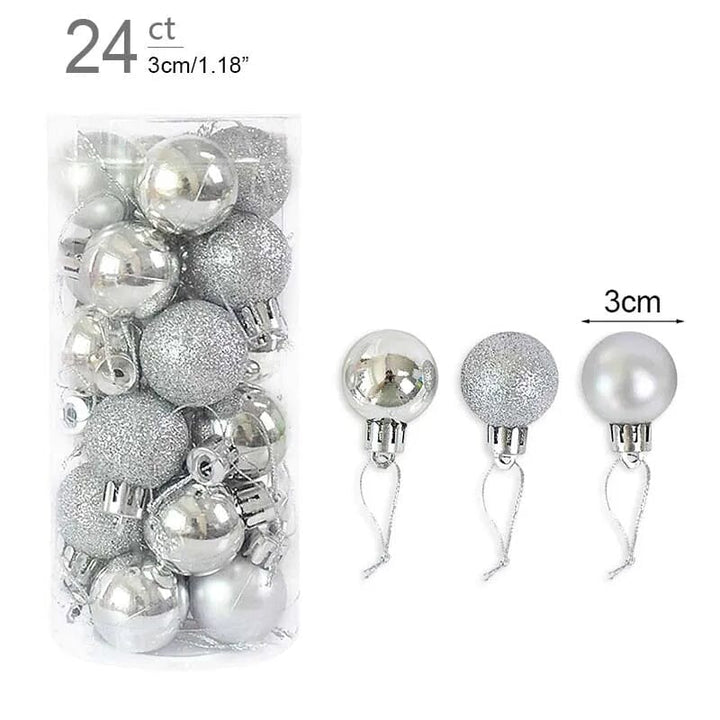 1box Christmas Balls Christmas Tree Ornaments Ball Xmas Hanging Tree Pendants Home Party Decor 2023 New Year Gift Noel Navidad Design & Casa 24pcs silver as picture 