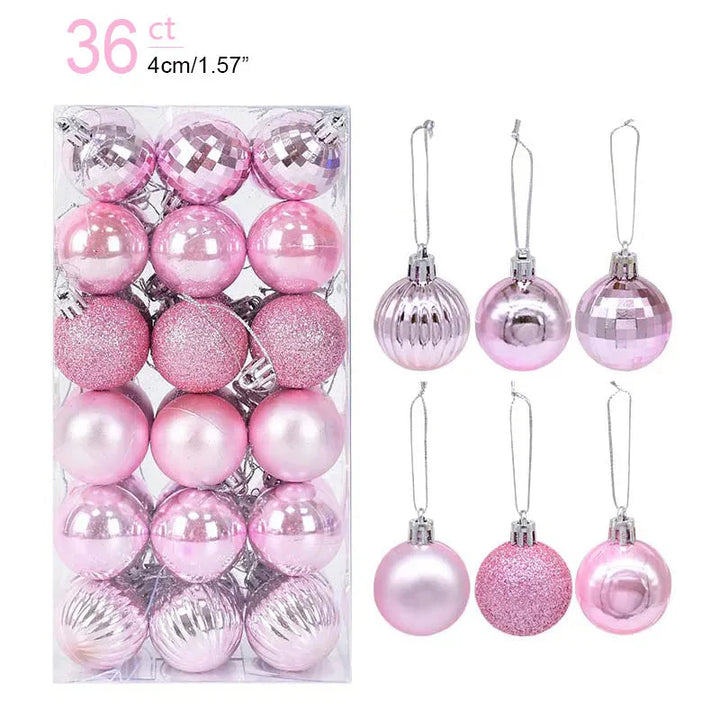 1box Christmas Balls Christmas Tree Ornaments Ball Xmas Hanging Tree Pendants Home Party Decor 2023 New Year Gift Noel Navidad Design & Casa 36pcs pink as picture 