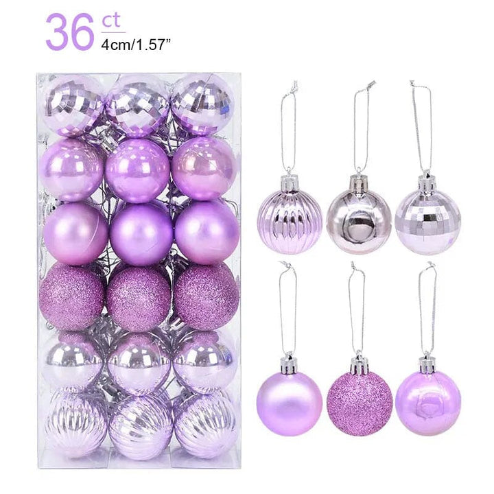 1box Christmas Balls Christmas Tree Ornaments Ball Xmas Hanging Tree Pendants Home Party Decor 2023 New Year Gift Noel Navidad Design & Casa 36pcs purple as picture 