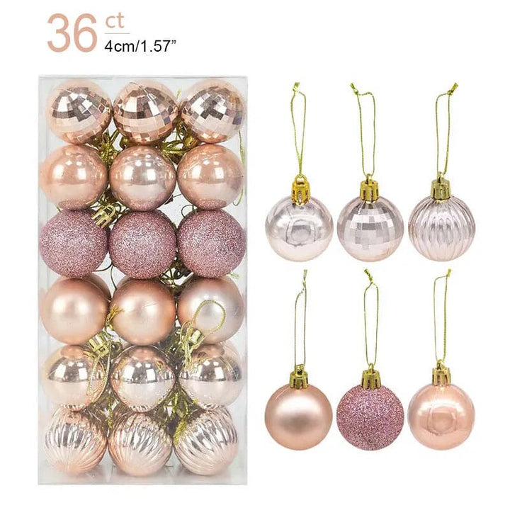 1box Christmas Balls Christmas Tree Ornaments Ball Xmas Hanging Tree Pendants Home Party Decor 2023 New Year Gift Noel Navidad Design & Casa 36pcs rose gold as picture 
