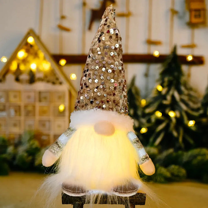 30cm Christmas Doll Elf Gnome with Led Light Christmas Decorations for Home Xmas Navidad New Year 2023 Children's Gifts Design & Casa F 