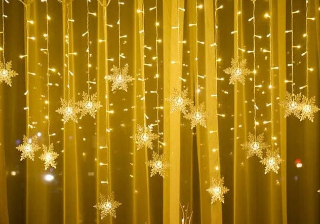 3.2M Christmas Snowflakes LED String Lights Flashing Fairy Curtain Lights Waterproof For Holiday Party Wedding Xmas Decoration Design & Casa Warm 110V US Plug 