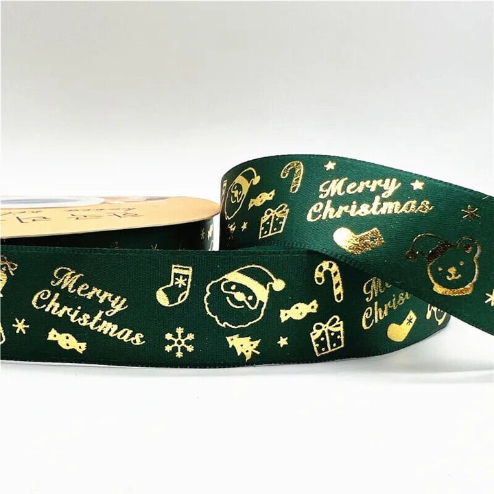 5yards 1inch 25mm Christmas Ribbon Printed Christmas Polyester Ribbon For Handmade Design Christmas Decoration DIY Gift Packing Design & Casa 26 25mm x 5yards 