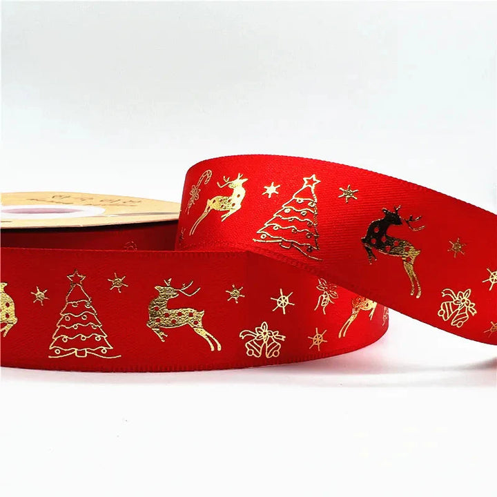 5yards 1inch 25mm Christmas Ribbon Printed Christmas Polyester Ribbon For Handmade Design Christmas Decoration DIY Gift Packing Design & Casa 27 25mm x 5yards 
