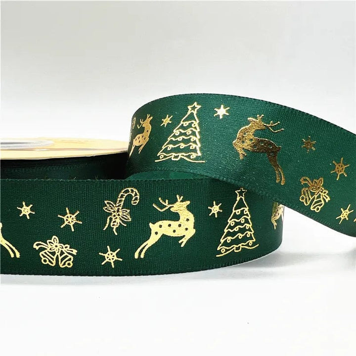5yards 1inch 25mm Christmas Ribbon Printed Christmas Polyester Ribbon For Handmade Design Christmas Decoration DIY Gift Packing Design & Casa 28 25mm x 5yards 