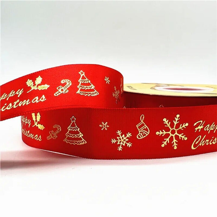 5yards 1inch 25mm Christmas Ribbon Printed Christmas Polyester Ribbon For Handmade Design Christmas Decoration DIY Gift Packing Design & Casa 31 25mm x 5yards 