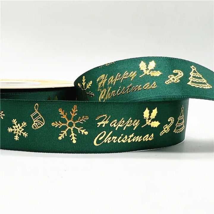 5yards 1inch 25mm Christmas Ribbon Printed Christmas Polyester Ribbon For Handmade Design Christmas Decoration DIY Gift Packing Design & Casa 32 25mm x 5yards 