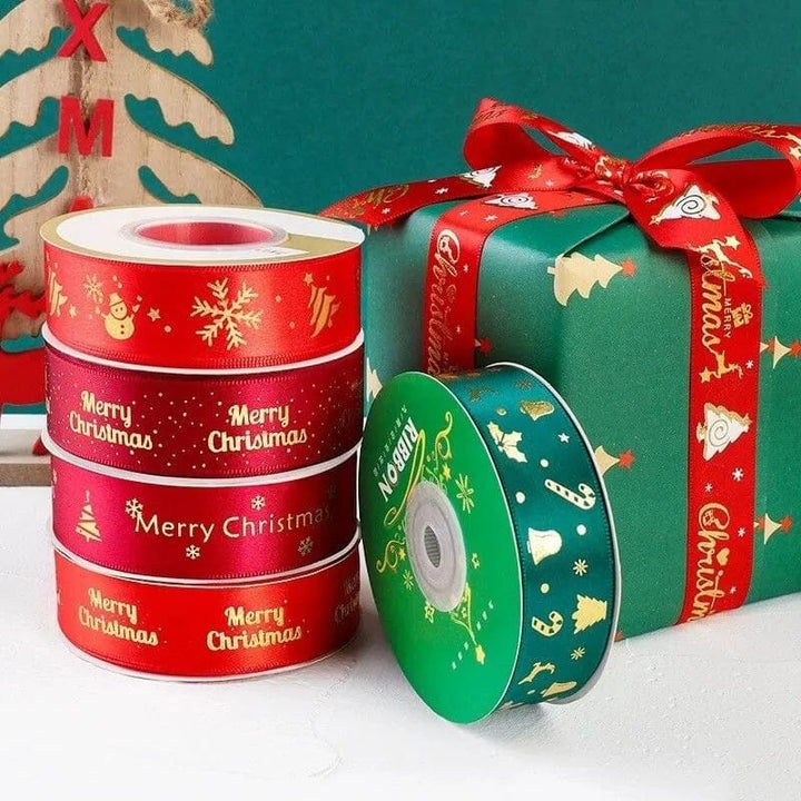 5yards 1inch 25mm Christmas Ribbon Printed Christmas Polyester Ribbon For Handmade Design Christmas Decoration DIY Gift Packing Design & Casa 