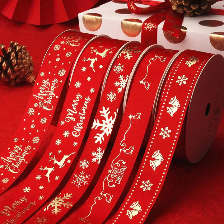 5yards 1inch 25mm Christmas Ribbon Printed Christmas Polyester Ribbon For Handmade Design Christmas Decoration DIY Gift Packing Design & Casa 