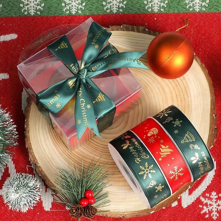 5yards 1inch 25mm Christmas Ribbon Printed Christmas Polyester Ribbon For Handmade Design Christmas Decoration DIY Gift Packing Design & Casa 