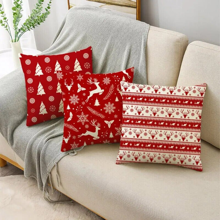 Christmas Series Pillowcases Christmas Elements Printed Red Festive Holiday Gifts Home Decor Pillowcase 40*40cm/45*45cm/50*50cm Design & Casa 