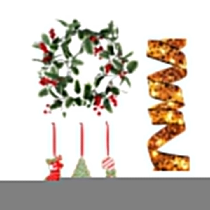 Guirlanda de Natal com Pisca Pisca LED Guirlanda de Natal com Pisca Pisca LED - Coleção Natal Design & Casa Guirlanda com Pisca em LED +Fita de Natal Aramada + Enfeite Pendurar Meia Árvore e Bengala Natalina 9cm 