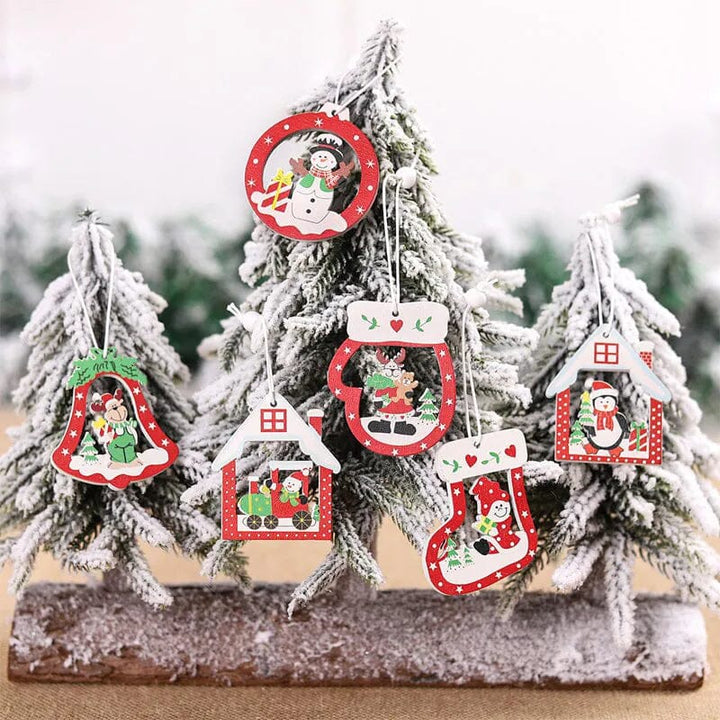Hot 12PCS Christmas Snowflakes Wooden Pendants Xmas Tree Ornaments Home Hanging Decor Christmas Decoration For Home Navidad 2023 Design & Casa 