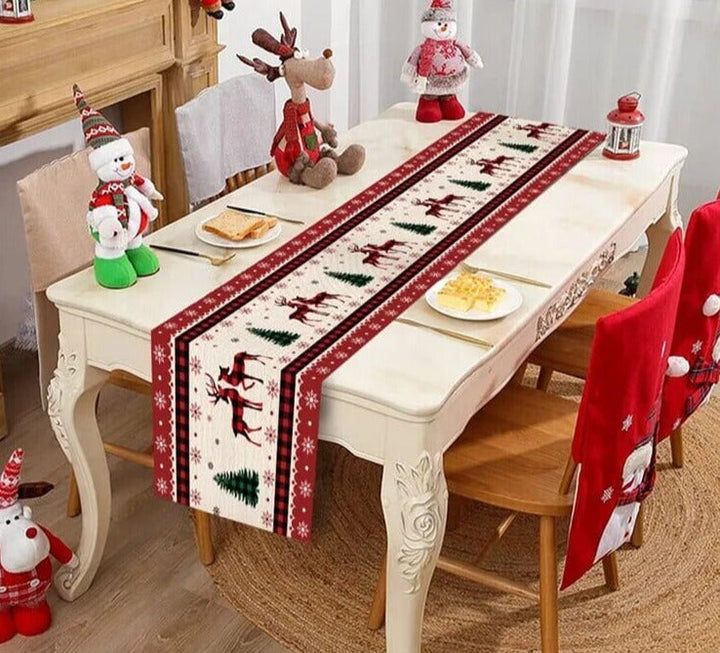 Safflower Pine Leaves Christmas Table Runner Xmas Table Flag Cover Navidad Natal Gifts Christmas Decor New Year 2024 Tablecloth Design & Casa 18 35*180cm 