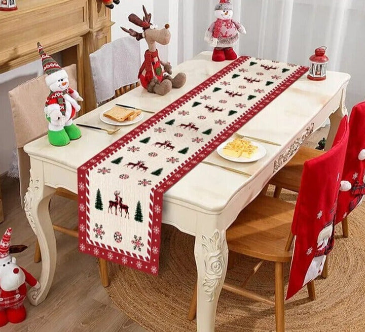 Safflower Pine Leaves Christmas Table Runner Xmas Table Flag Cover Navidad Natal Gifts Christmas Decor New Year 2024 Tablecloth Design & Casa 19 35*180cm 