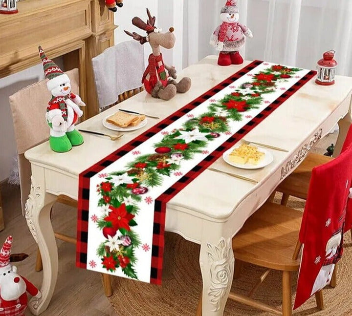Safflower Pine Leaves Christmas Table Runner Xmas Table Flag Cover Navidad Natal Gifts Christmas Decor New Year 2024 Tablecloth Design & Casa 20 35*180cm 