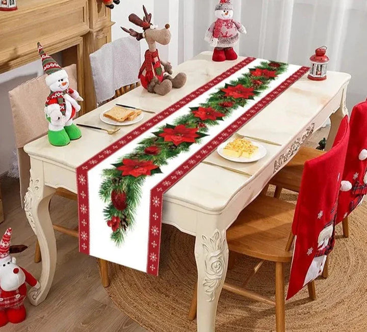 Safflower Pine Leaves Christmas Table Runner Xmas Table Flag Cover Navidad Natal Gifts Christmas Decor New Year 2024 Tablecloth Design & Casa 6 35*180cm 