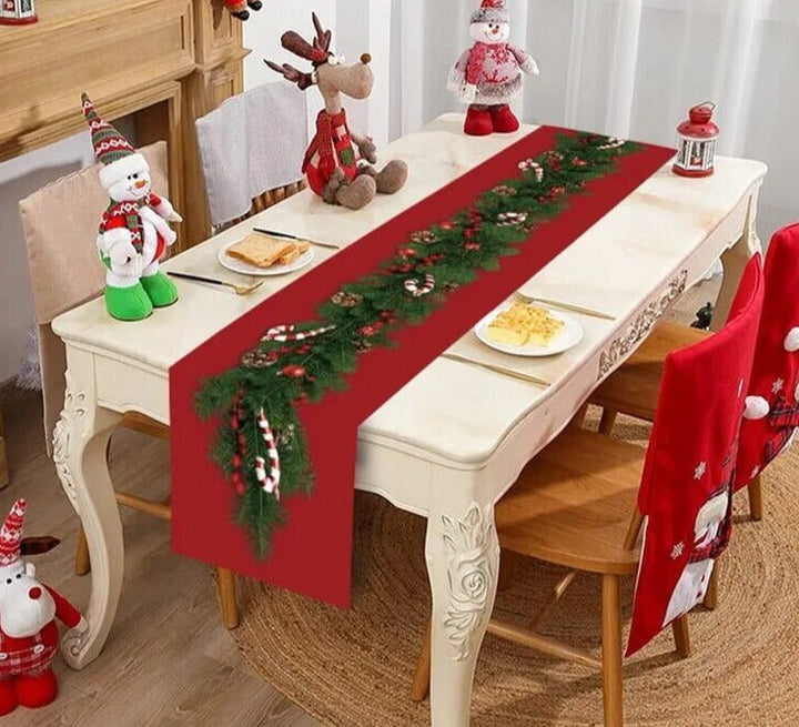 Safflower Pine Leaves Christmas Table Runner Xmas Table Flag Cover Navidad Natal Gifts Christmas Decor New Year 2024 Tablecloth Design & Casa 7 35*180cm 