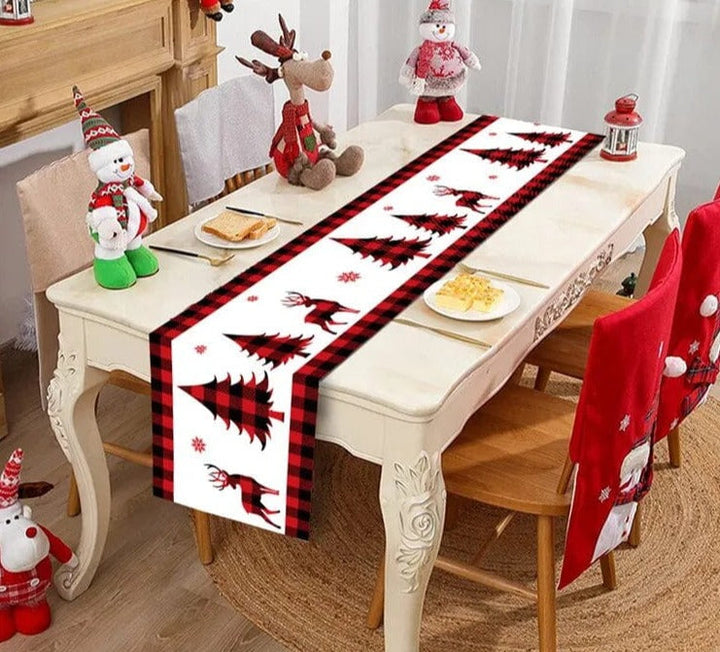 Safflower Pine Leaves Christmas Table Runner Xmas Table Flag Cover Navidad Natal Gifts Christmas Decor New Year 2024 Tablecloth Design & Casa 8 35*180cm 